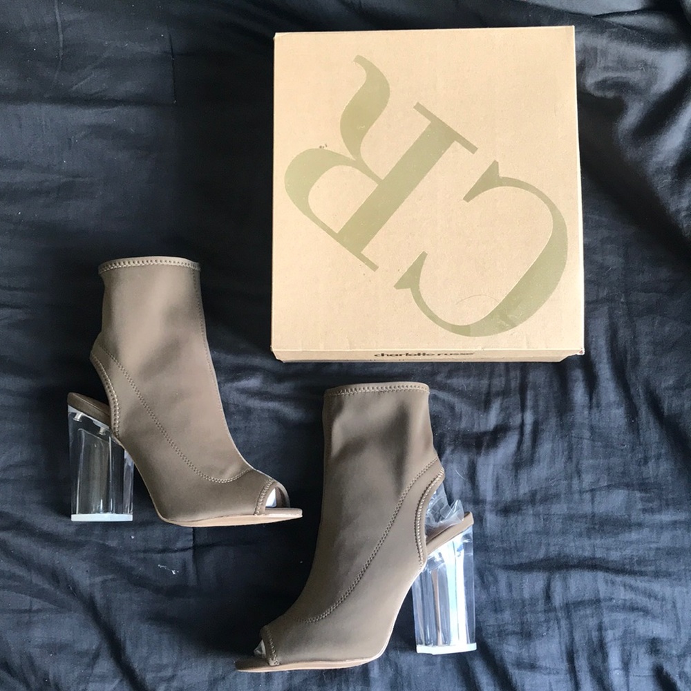 Olive Green Clear/Perspex/Lucite Sock Boots